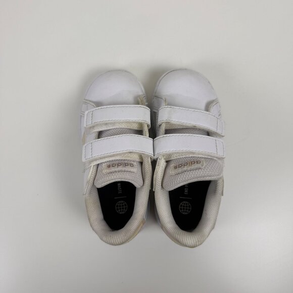 Adidas Kids White Velcro Sneakers Iridescent Stripes Size 7K‎ - Picture 5 of 7